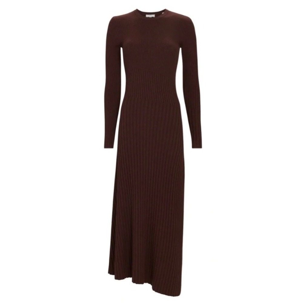 A.L.C. Emmalynn Rib Knit Merino Wool Midi Dress Brown Size Small - Picture 5 of 16